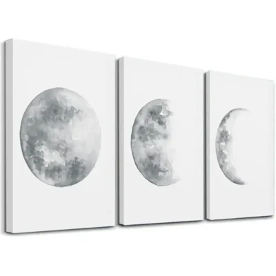 3pcs  Depicting Moon Phases Wall Art Set Canvas Framed 40x60cm - High Quality Print 100% Australian Made Wall Canvas Ready to Hang