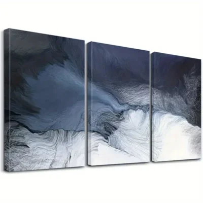 3pcs Abstract Light Blue and White Modern Wall Art Set Canvas Framed 40x60cm - High Quality Print 100% Australian Made Wall Canvas Ready to Hang