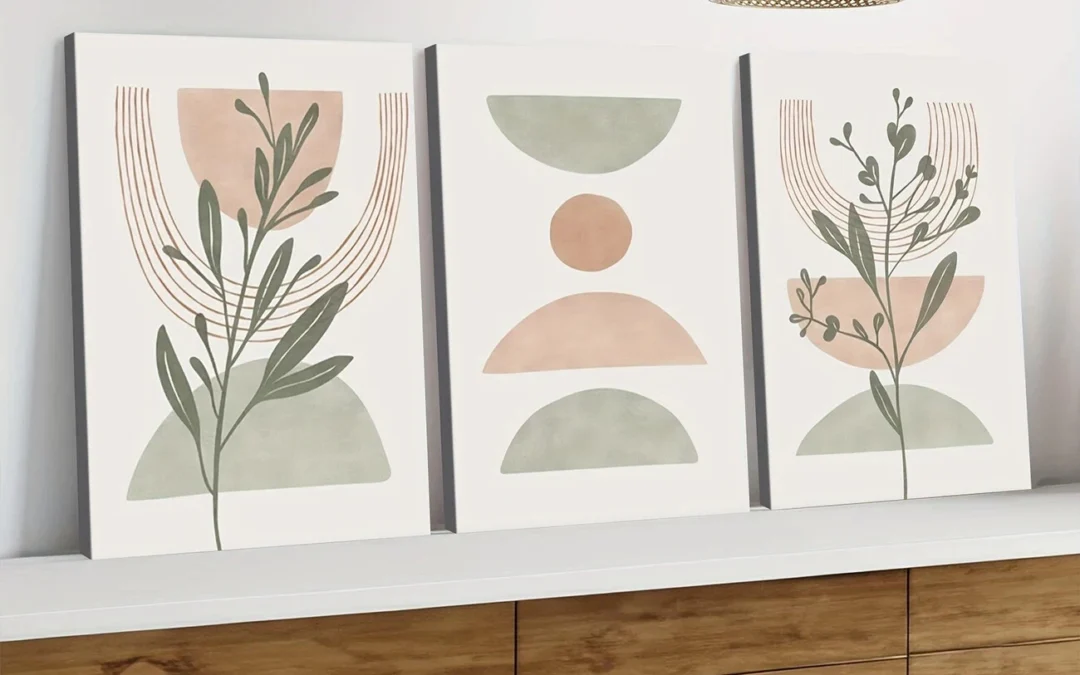 3pcs Sage Green Modern Abstract Blush Pink Green Wall Art Set Canvas Framed 40x60cm – High Quality Print 100% Australian Made Wall Canvas Ready to Hang