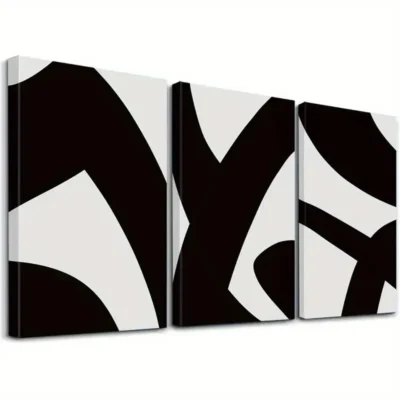 3pcs  Black and White Decorative Wall Art Set Canvas Framed 40x60cm - High Quality Print 100% Australian Made Wall Canvas Ready to Hang