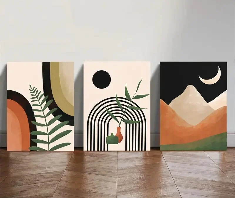 3pcs Minimalist Geometric  Wall Art Set Canvas Framed 50x70cm – High Quality Print 100% Australian Made Wall Canvas Ready to Hang