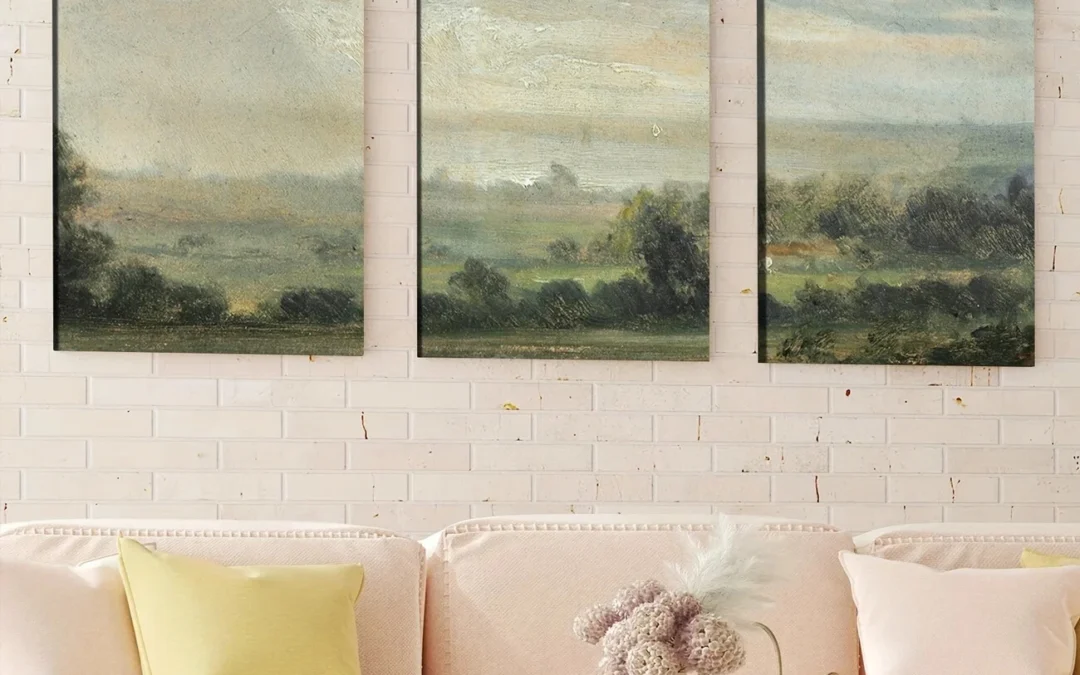 3pcs Vintage Green Nature Forest Sky Grasses Wall Art Set Canvas Framed 40x60cm – High Quality Print 100% Australian Made Wall Canvas Ready to Hang