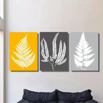 3pcs Fern Leaf  Wall Art Set Canvas Framed 40x60cm - High Quality Print 100% Australian Made Wall Canvas Ready to Hang