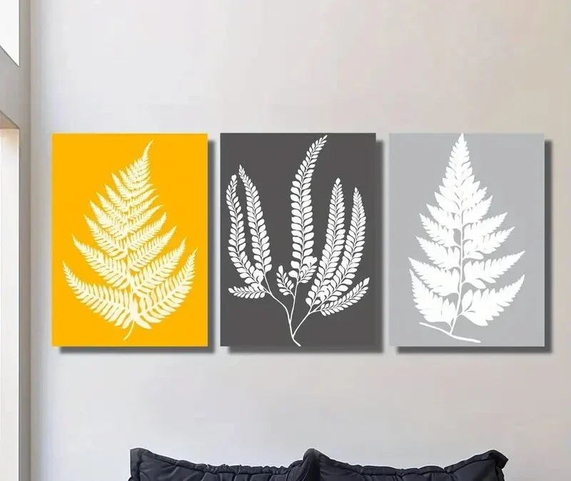 3pcs Fern Leaf Wall Art Set Canvas Framed 40x60cm – High Quality Print 100% Australian Made Wall Canvas Ready to Hang