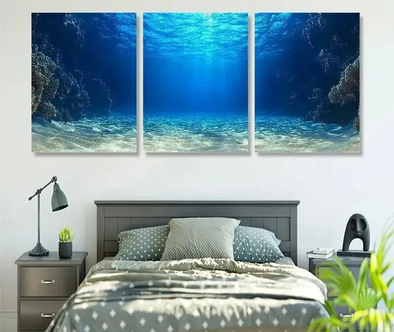 3pcs Ocean Depths Underwater View Wall Art Set Canvas Framed 40x60cm – High Quality Print 100% Australian Made Wall Canvas Ready to Hang