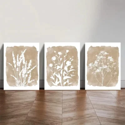 3pcs  Rustic Floral , Botanical  Wall Art Set Canvas Framed 40x60cm - High Quality Print 100% Australian Made Wall Canvas Ready to Hang