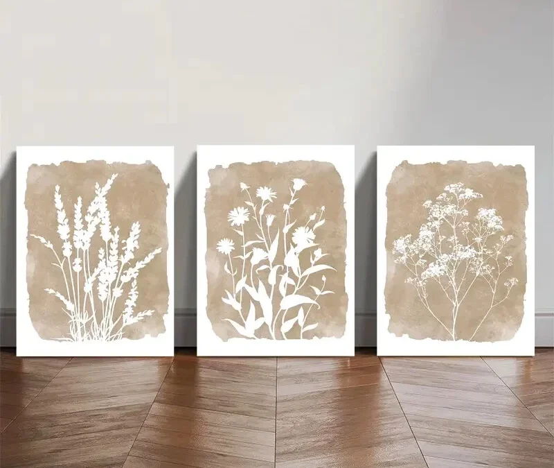 3pcs  Rustic Floral , Botanical  Wall Art Set Canvas Framed 40x60cm – High Quality Print 100% Australian Made Wall Canvas Ready to Hang