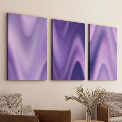 3pcs Purple Gradient Spiritual Colourful White Wall Art Set Canvas Framed 40x60cm - High Quality Print 100% Australian Made Wall Canvas Ready to Hang