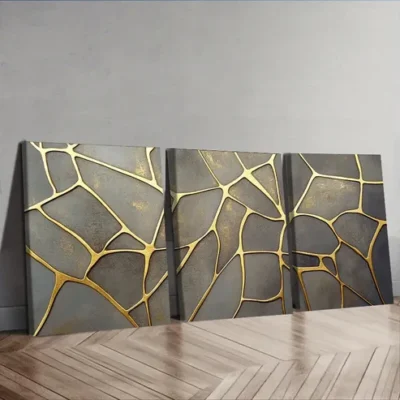 3pcs Complex geometric pattern Painting Wall Art Set Canvas Framed 40x60cm - High Quality Print 100% Australian Made Wall Canvas Ready to Hang