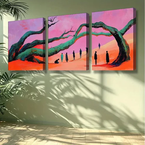 3pcs The pink desert Wall Art Set Canvas Framed 40x60cm – High Quality Print 100% Australian Made Wall Canvas Ready to Hang