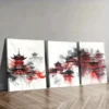 3pcs Vibrant Orange, Black & White Landscape Wall Art Set Canvas Framed 50x70cm - High Quality Print 100% Australian Made Wall Canvas Ready to Hang