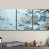 3pcs Featuring Turquoise Glass Flowers Wall Art Set Canvas Framed 50x70cm - High Quality Print 100% Australian Made Wall Canvas Ready to Hang - Image 3