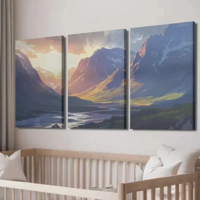 3pcs Vibrant Mountain & River Landscape Wall Art Set Canvas Framed 50x70cm - High Quality Print 100% Australian Made Wall Canvas Ready to Hang