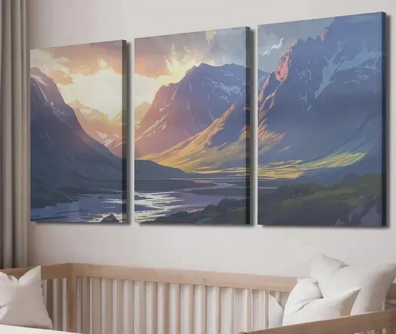 3pcs Vibrant Mountain & River Landscape Wall Art Set Canvas Framed 40x60cm – High Quality Print 100% Australian Made Wall Canvas Ready to Hang