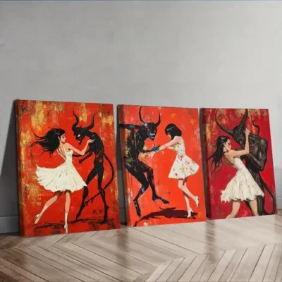 3pcs The Girl and the Beast Wall Art Set Canvas Framed 50x70cm - High Quality Print 100% Australian Made Wall Canvas Ready to Hang