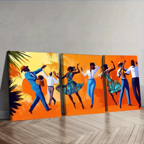 3pcs Fashionable African American Wall Art Set Canvas Framed 40x60cm – High Quality Print 100% Australian Made Wall Canvas Ready to Hang
