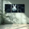 3pcs White rabbit, crow Wall Art Set Canvas Framed 50x70cm - High Quality Print 100% Australian Made Wall Canvas Ready to Hang - Image 3