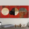 3pcs Abstract art painting of circles and rings D Wall Art Set Canvas Framed 40x60cm - High Quality Print 100% Australian Made Wall Canvas Ready to Hang - Image 3