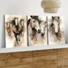 3pcs Horse Pair Abstract Elegant Charcoal Wall Art Set Canvas Framed 40x60cm - High Quality Print 100% Australian Made Wall Canvas Ready to Hang