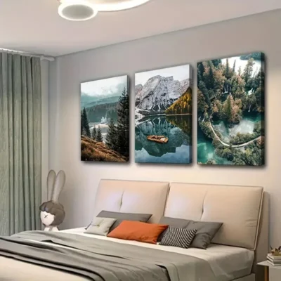 3pcs Nature Landscape Scandinavian Scenery Wall Art Set Canvas Framed 40x60cm - High Quality Print 100% Australian Made Wall Canvas Ready to Hang