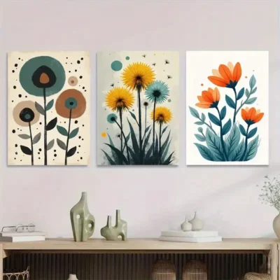 3pcs Modern Minimalist Floral Abstract Wall Art Set Canvas Framed 50x70cm - High Quality Print 100% Australian Made Wall Canvas Ready to Hang
