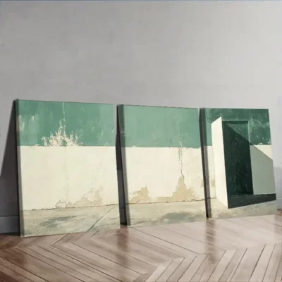 3pcs a green and white wall Painting Wall Art Set Canvas Framed 40x60cm - High Quality Print 100% Australian Made Wall Canvas Ready to Hang