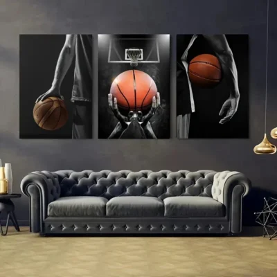 3pcs Modern Basketball Sport Theme Wall Art Set Canvas Framed 40x60cm - High Quality Print 100% Australian Made Wall Canvas Ready to Hang