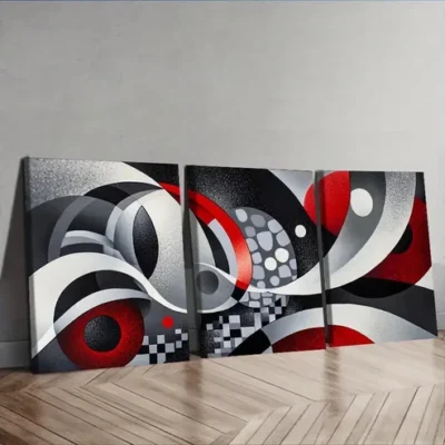 3pcs Spiral of gray shadows Painting Wall Art Set Canvas Framed 50x70cm - High Quality Print 100% Australian Made Wall Canvas Ready to Hang