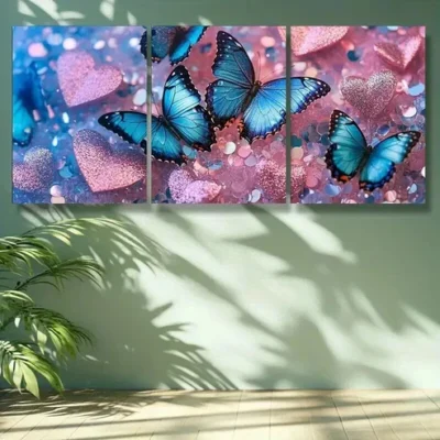 3pcs Splendid butterfly. Painting Wall Art Set Canvas Framed 50x70cm - High Quality Print 100% Australian Made Wall Canvas Ready to Hang