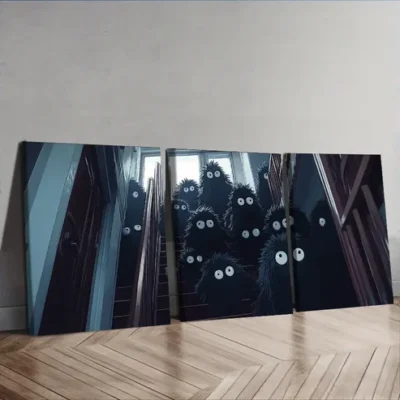 3pcs The black monster Wall Art Set Canvas Framed 40x60cm - High Quality Print 100% Australian Made Wall Canvas Ready to Hang