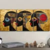 3pcs Black and Golden portrait abstract painting Wall Art Set Canvas Framed 40x60cm - High Quality Print 100% Australian Made Wall Canvas Ready to Hang - Image 3
