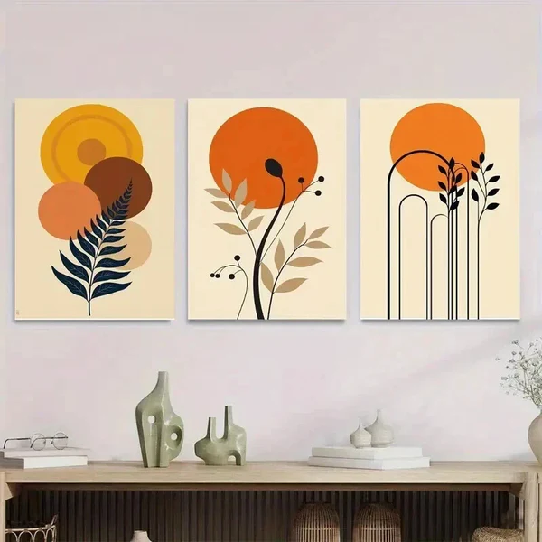 3pcs Modern Abstract Boho Style Paintings Wall Art Set Canvas Framed 40x60cm – High Quality Print 100% Australian Made Wall Canvas Ready to Hang
