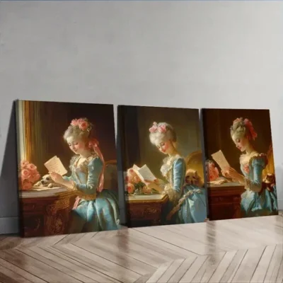3pcs Afternoon time girl Wall Art Set Canvas Framed 50x70cm - High Quality Print 100% Australian Made Wall Canvas Ready to Hang