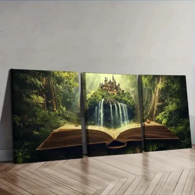 3pcs Book scenery Wall Art Set Canvas Framed 40x60cm - High Quality Print 100% Australian Made Wall Canvas Ready to Hang