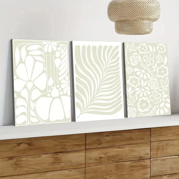 3pcs Abstract Botanical Art Florals Leaves Green Wall Art Set Canvas Framed 50x70cm – High Quality Print 100% Australian Made Wall Canvas Ready to Hang