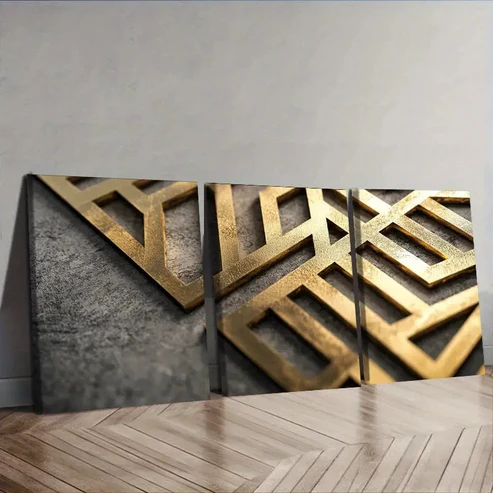 3pcs Complex geometric pattern Wall Art Set Canvas Framed 40x60cm – High Quality Print 100% Australian Made Wall Canvas Ready to Hang