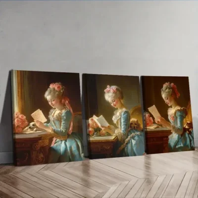 3pcs Afternoon time girl Wall Art Set Canvas Framed 40x60cm - High Quality Print 100% Australian Made Wall Canvas Ready to Hang