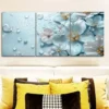3pcs Featuring Turquoise Glass Flowers Wall Art Set Canvas Framed 50x70cm - High Quality Print 100% Australian Made Wall Canvas Ready to Hang - Image 2