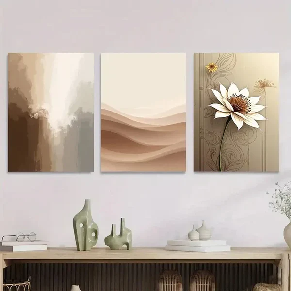 3pcs Luxury Modern Abstract Elegant Floral Wall Art Set Canvas Framed 50x70cm – High Quality Print 100% Australian Made Wall Canvas Ready to Hang