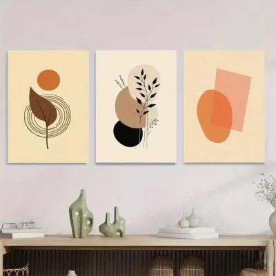 3pcs Modern Abstract Minimalist Botanical Wall Art Set Canvas Framed 50x70cm - High Quality Print 100% Australian Made Wall Canvas Ready to Hang