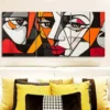 3pcs Modern abstract images of a single face Wall Art Set Canvas Framed 50x70cm - High Quality Print 100% Australian Made Wall Canvas Ready to Hang - Image 2