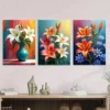3pcs Vibrant Lily Flower Triptych Modern Classic Wall Art Set Canvas Framed 50x70cm - High Quality Print 100% Australian Made Wall Canvas Ready to Hang