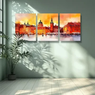 3pcs Warsaw, Poland Painting Wall Art Set Canvas Framed 40x60cm - High Quality Print 100% Australian Made Wall Canvas Ready to Hang