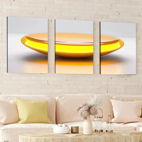 3pcs Abstract Geometric Stunning Yellow Boul Wall Art Set Canvas Framed 40x60cm – High Quality Print 100% Australian Made Wall Canvas Ready to Hang
