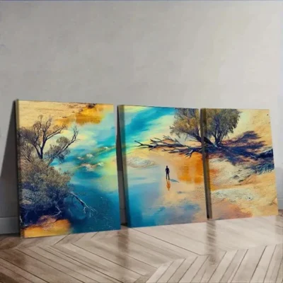 3pcs Painting, Aerial View of the Sand Wall Art Set Canvas Framed 50x70cm - High Quality Print 100% Australian Made Wall Canvas Ready to Hang