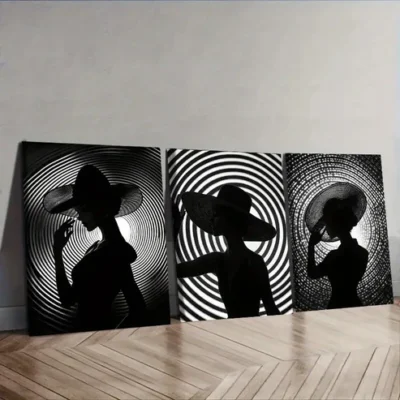 3pcs The girl under the circle Wall Art Set Canvas Framed 40x60cm - High Quality Print 100% Australian Made Wall Canvas Ready to Hang