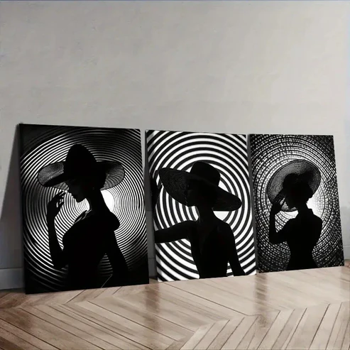 3pcs The girl under the circle Wall Art Set Canvas Framed 40x60cm – High Quality Print 100% Australian Made Wall Canvas Ready to Hang