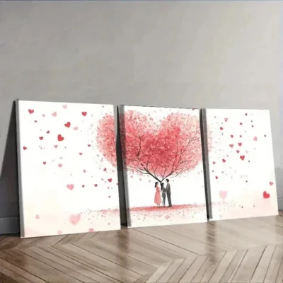 3pcs Lovers under the love tree Wall Art Set Canvas Framed 50x70cm - High Quality Print 100% Australian Made Wall Canvas Ready to Hang