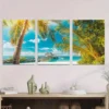 3pcs Beach Paradise Triptych Tropical Ocean Wall Art Set Canvas Framed 40x60cm - High Quality Print 100% Australian Made Wall Canvas Ready to Hang