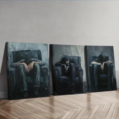 3pcs Decadent Man Trio Modern Black & White Wall Art Set Canvas Framed 50x70cm - High Quality Print 100% Australian Made Wall Canvas Ready to Hang